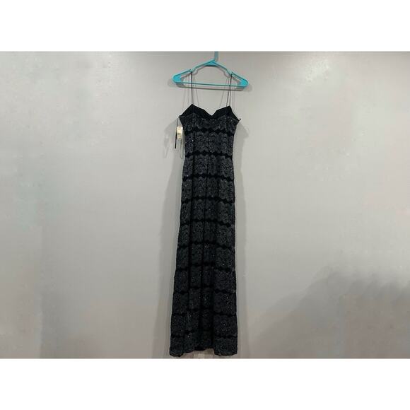 JS Boutique Black Lace and Sequin Sleeveless Maxi Dress US 14 Deadstock NEW - Picture 5 of 9